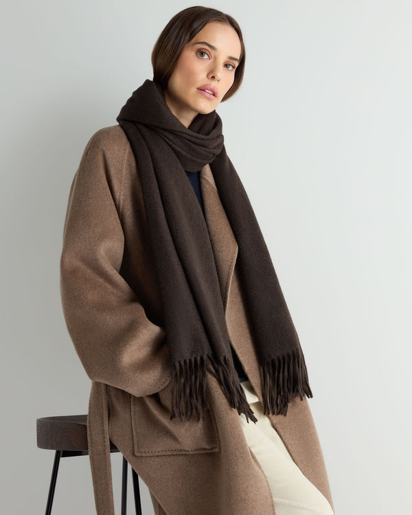 N.peal Women's Woven Cashmere Shawl In Chocolate Brown