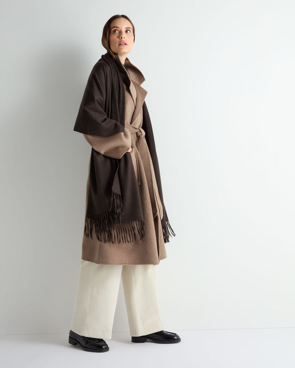 N.peal Women's Woven Cashmere Shawl In Chocolate Brown