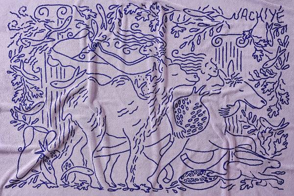 Nackiyé Fête (Large) Yacht Towel In Lavender/Sea Lavender/Sea