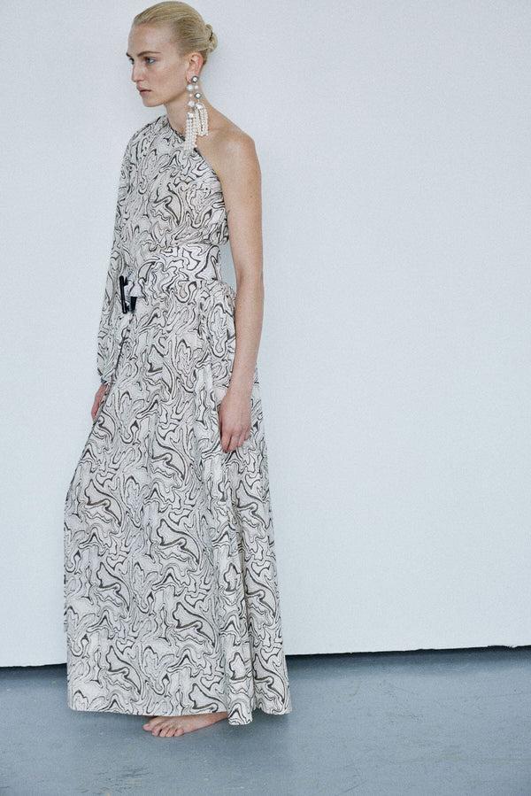 Nackiyé Great Escape One Shoulder Dress Kaimak Marble