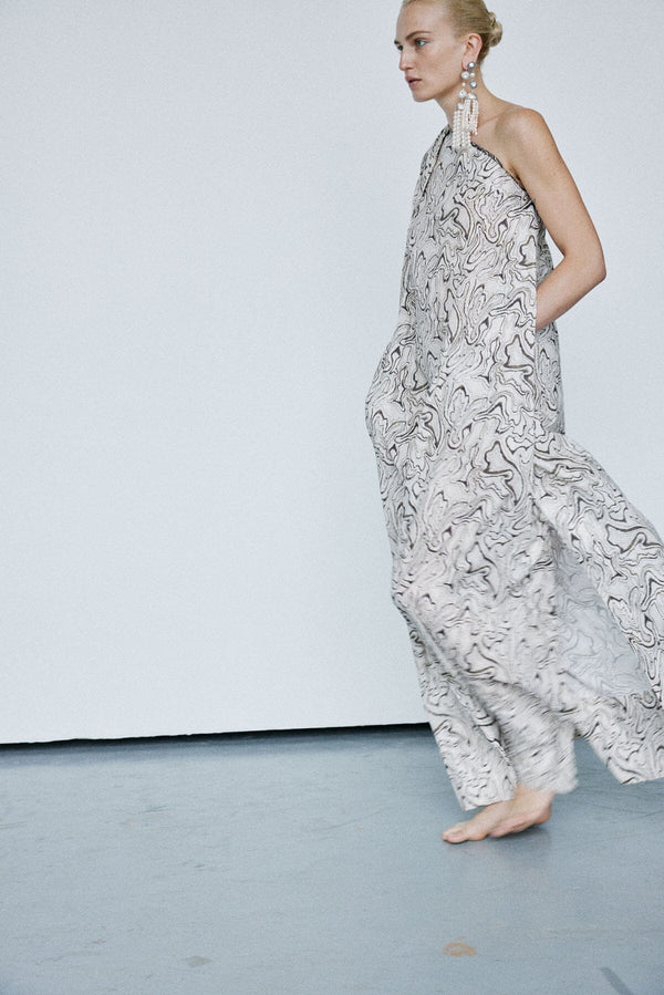 Nackiyé Great Escape One Shoulder Dress Kaimak Marble