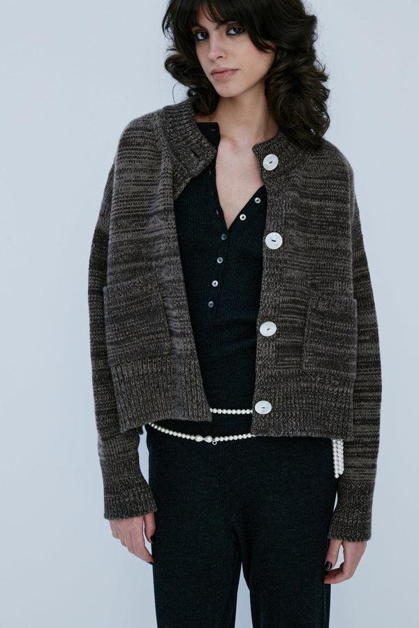nackiyé Icebreaker Cashmere Cardigan Chocolate Melange