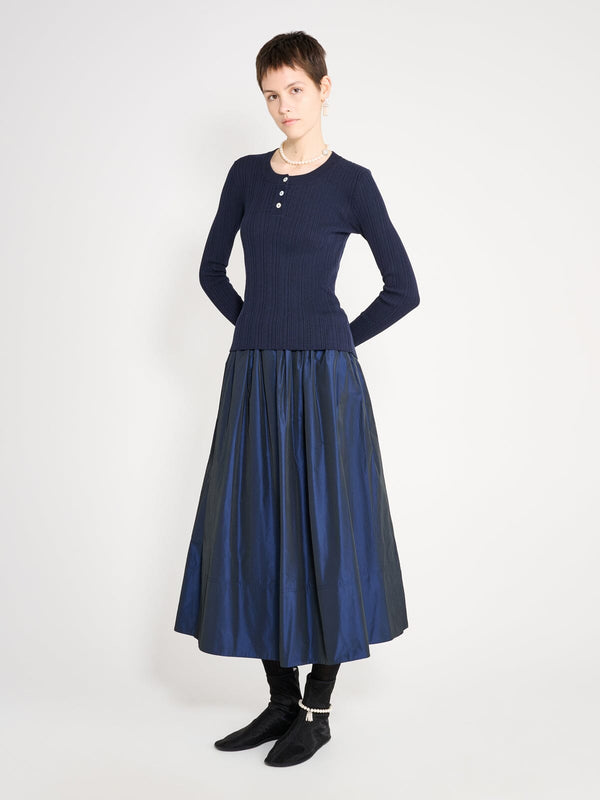 Nackiyé Keep Close Henley Organic Cotton Knit Marine