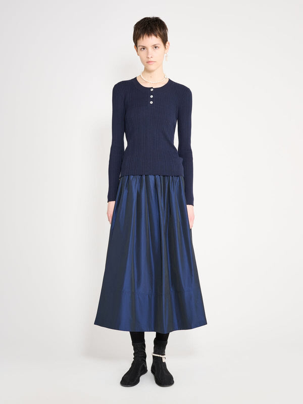 nackiyé Keep Close Henley Organic Cotton Knit Marine