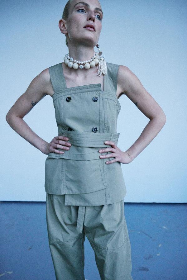 nackiyé Cairo Double Breast Top Sage