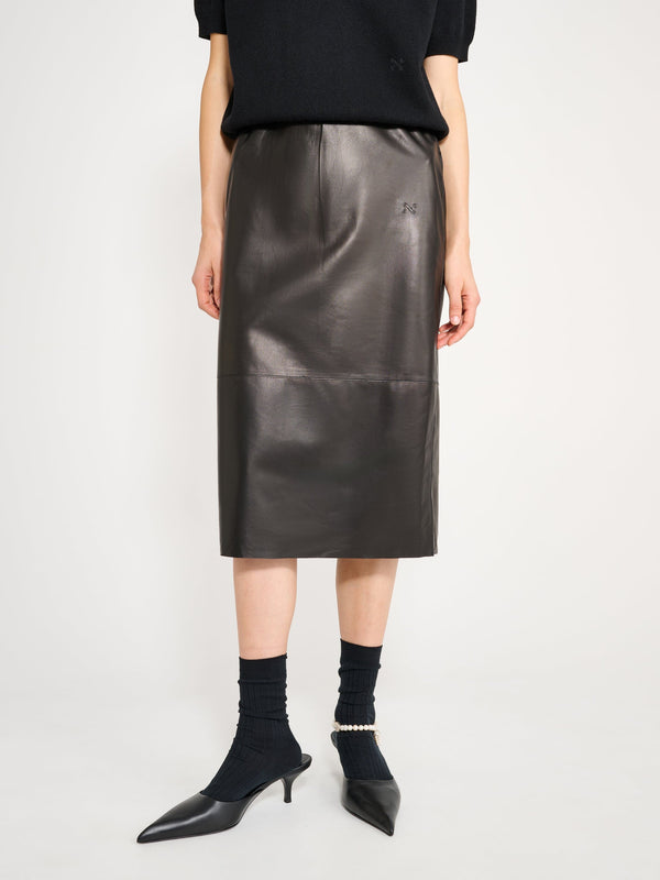 Nackiyé Crayon Leather Skirt Noir