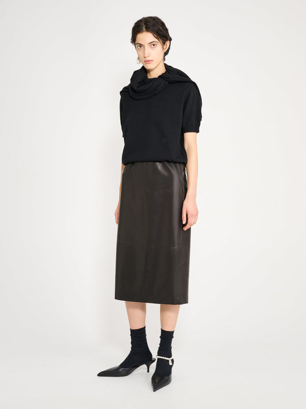 Nackiyé Crayon Leather Skirt Noir