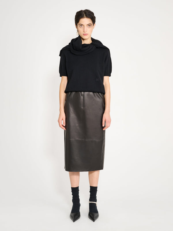 nackiyé Crayon Leather Skirt Noir