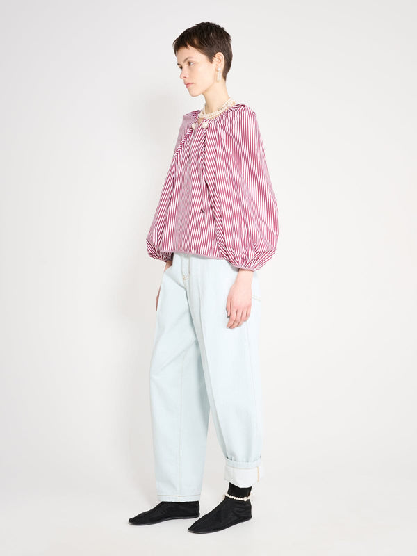 Nackiyé Grand Bazaar Top Burgundy Stripe