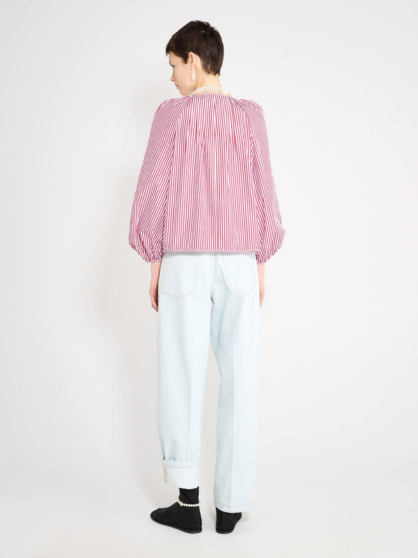 Nackiyé Grand Bazaar Top Burgundy Stripe