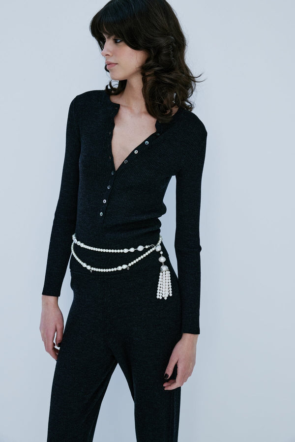 Nackiyé Insider Knit Top Anthracite