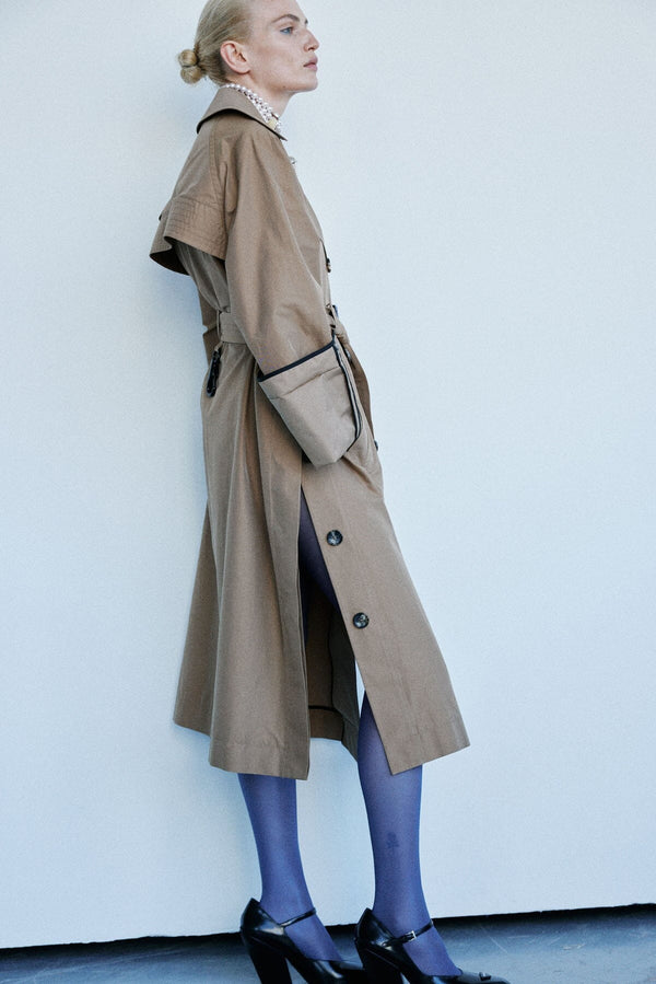 Nackiyé Left Bank Double Breast Trench Coat Nougat