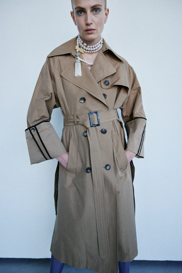 nackiyé Left Bank Double Breast Trench Coat Nougat