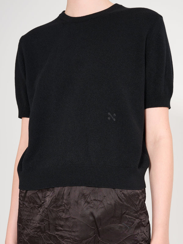 Nackiyé Pearl Cashmere Short Sleeved Crewneck Noir