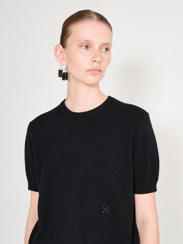 Nackiyé Pearl Cashmere Short Sleeved Crewneck Noir