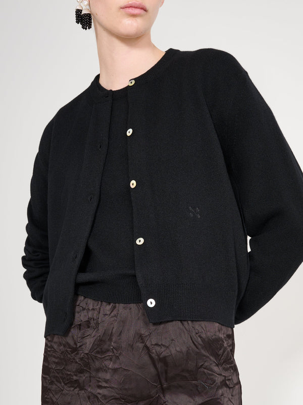 Nackiyé Sea Shell Cashmere Cardigan Noir