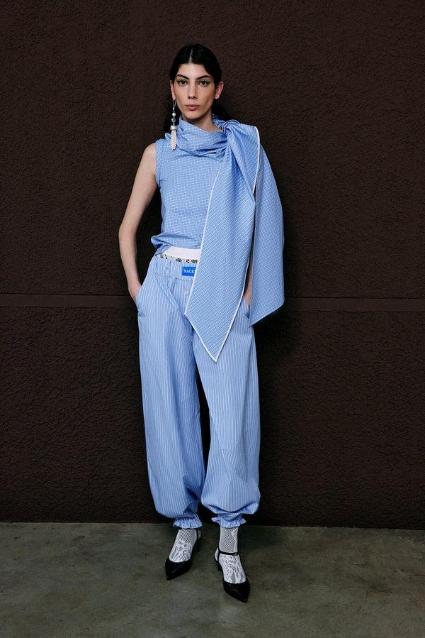 Nackiyé Small Talk Top Sky Checker