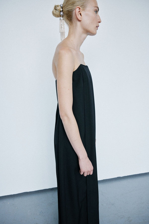 Nackiyé Stripped Strapless Gown Noir