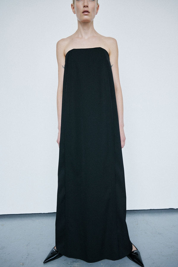 Nackiyé Stripped Strapless Gown Noir