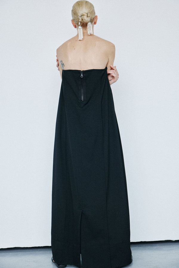 Nackiyé Stripped Strapless Gown Noir