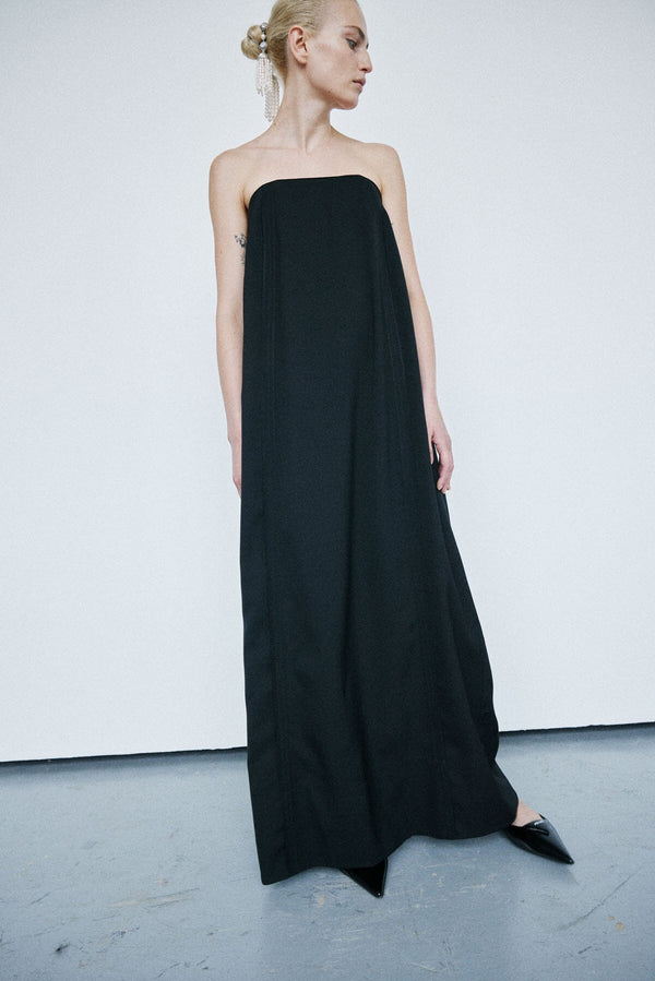 nackiyé Stripped Strapless Gown Noir