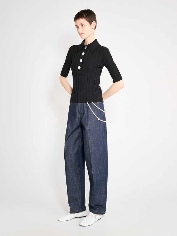 Nackiyé Sugarman Knit Polo Noir