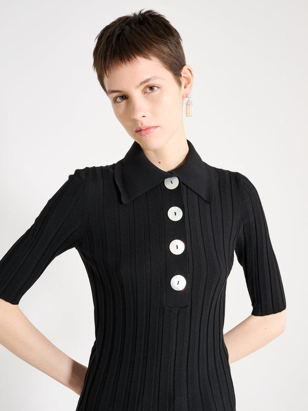 Nackiyé Sugarman Knit Polo Noir