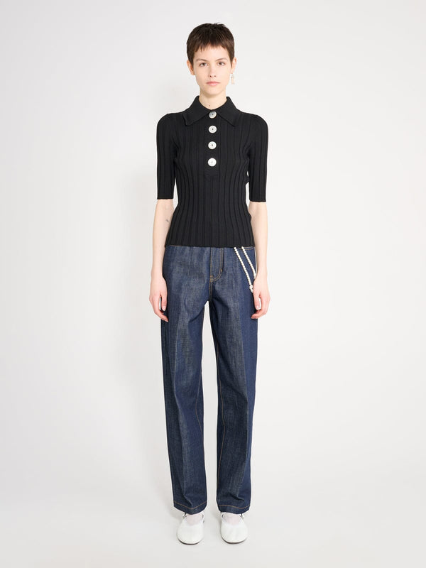 nackiyé Sugarman Knit Polo Noir