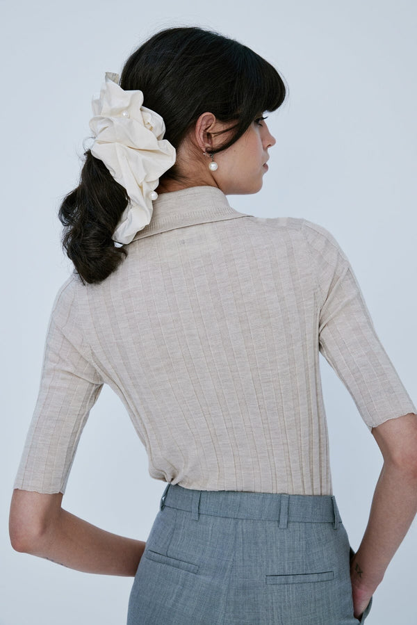 Nackiyé Sugarman Knit Polo Oat