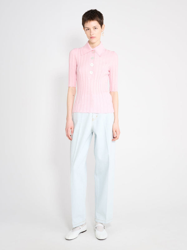 nackiyé Sugarman Knit Polo Rose