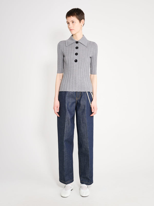 nackiyé Sugarman Knit Polo Smoke