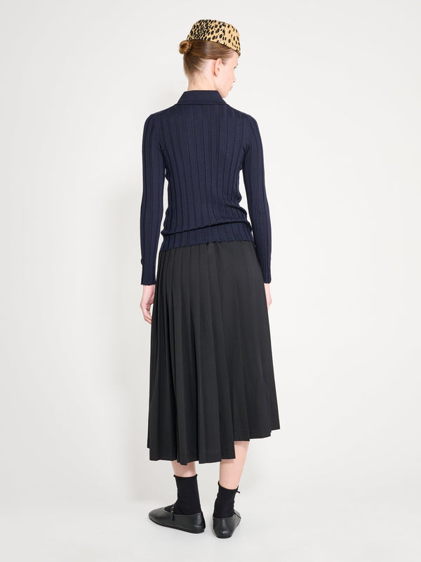 Nackiyé Sugarman Long Sleeved Knit Polo Navy