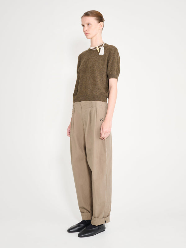 Nackiyé Pearl Cashmere Short Sleeved Crewneck Chestnut