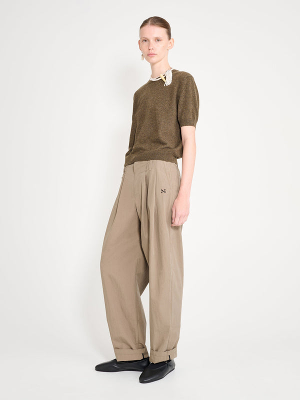 Nackiyé Pearl Cashmere Short Sleeved Crewneck Chestnut