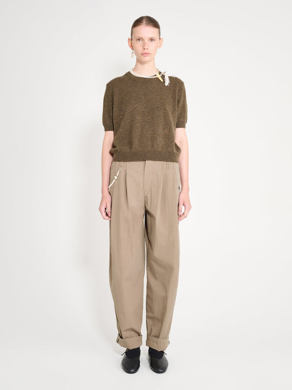 nackiyé Pearl Cashmere Short Sleeved Crewneck Chestnut