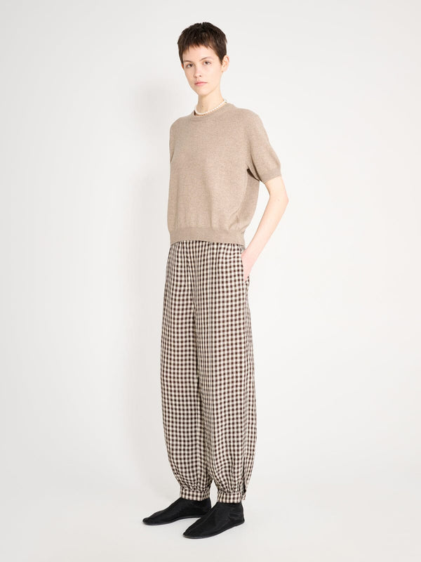 Nackiyé Pearl Cashmere Short Sleeved Crewneck Latte