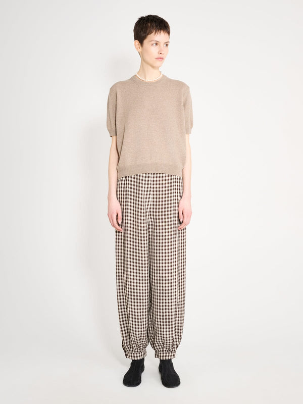 nackiyé Pearl Cashmere Short Sleeved Crewneck Latte