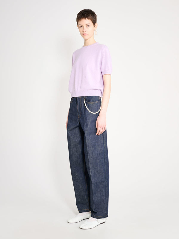 Nackiyé Pearl Cashmere Short Sleeved Crewneck Lilac