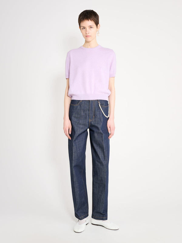 nackiyé Pearl Cashmere Short Sleeved Crewneck Lilac