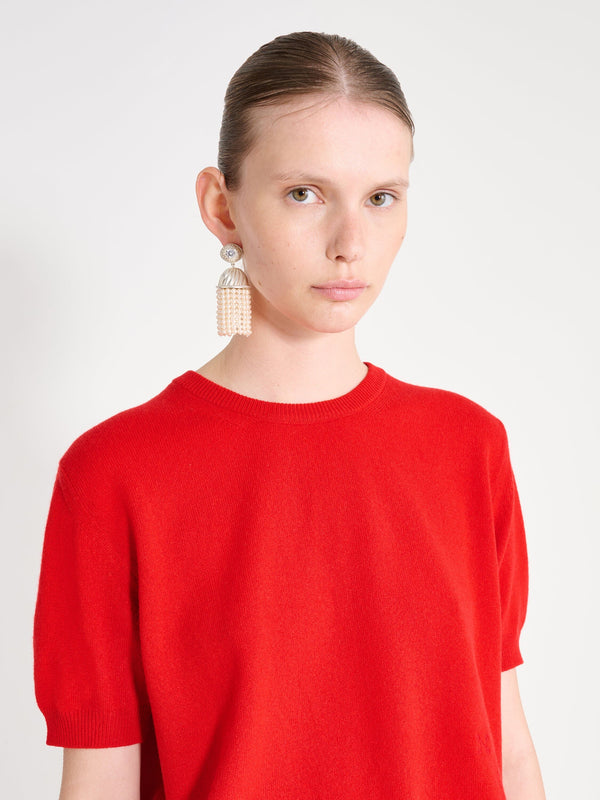 Nackiyé Pearl Cashmere Short Sleeved Crewneck Rouge