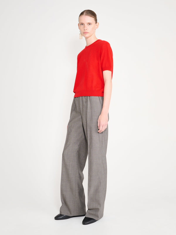Nackiyé Pearl Cashmere Short Sleeved Crewneck Rouge