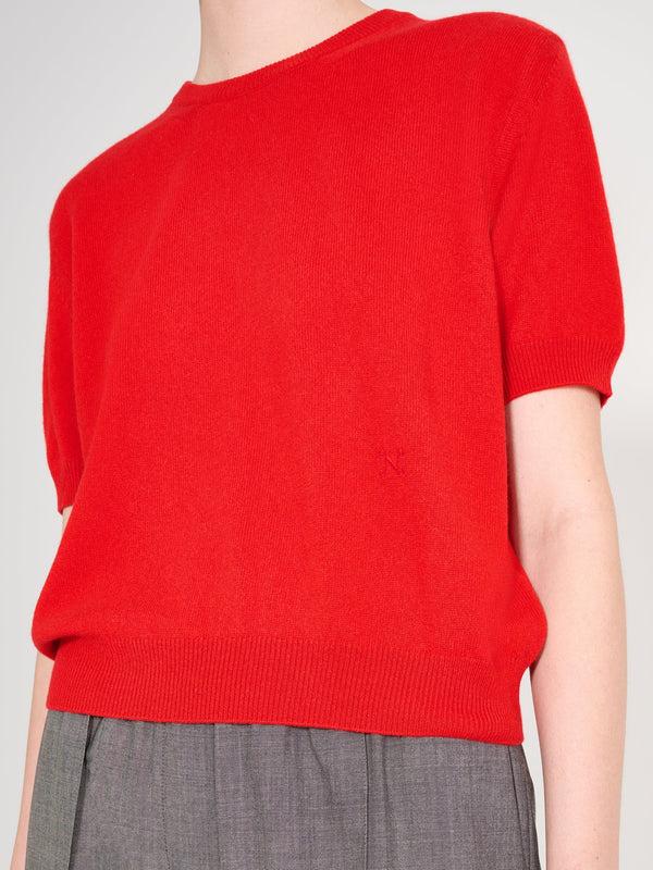 Nackiyé Pearl Cashmere Short Sleeved Crewneck Rouge