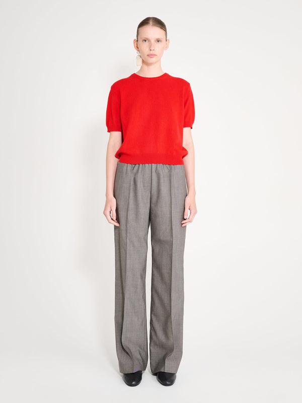 nackiyé Pearl Cashmere Short Sleeved Crewneck Rouge