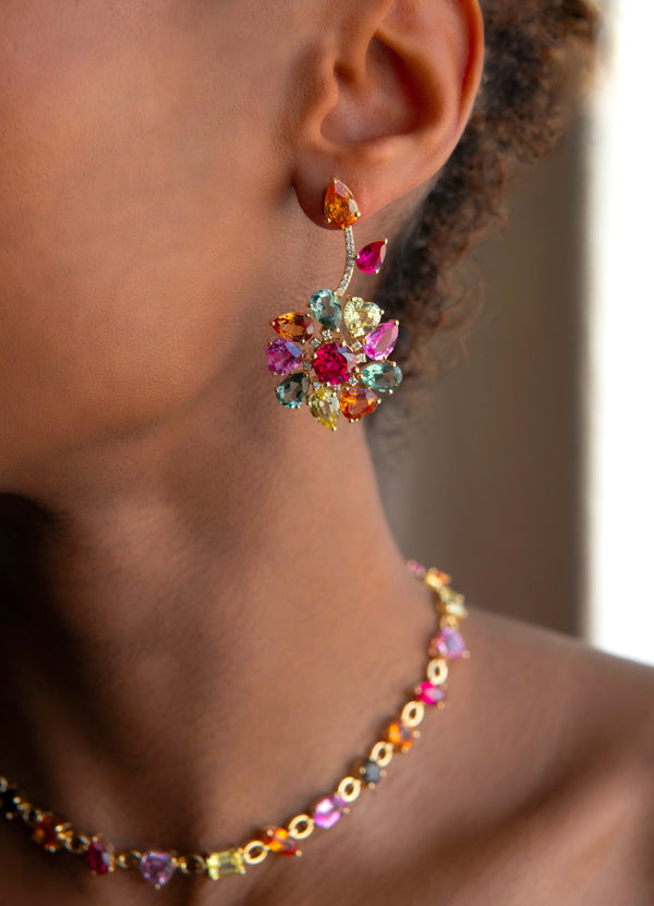 Nadine Aysoy Catena Autumn Flower And Leaf Mismatch Earrings