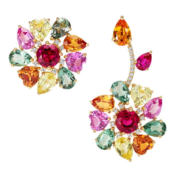 nadine aysoy Catena Autumn Flower and Leaf Mismatch Earrings