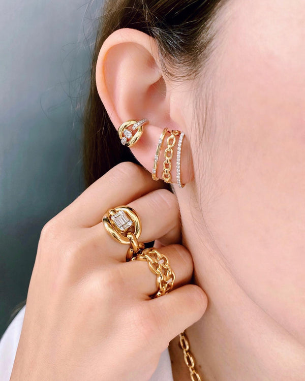 Nadine Aysoy Catena Diamond Triple Ear Lobe Earrings