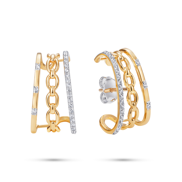 nadine aysoy Catena Diamond Triple Ear Lobe Earrings