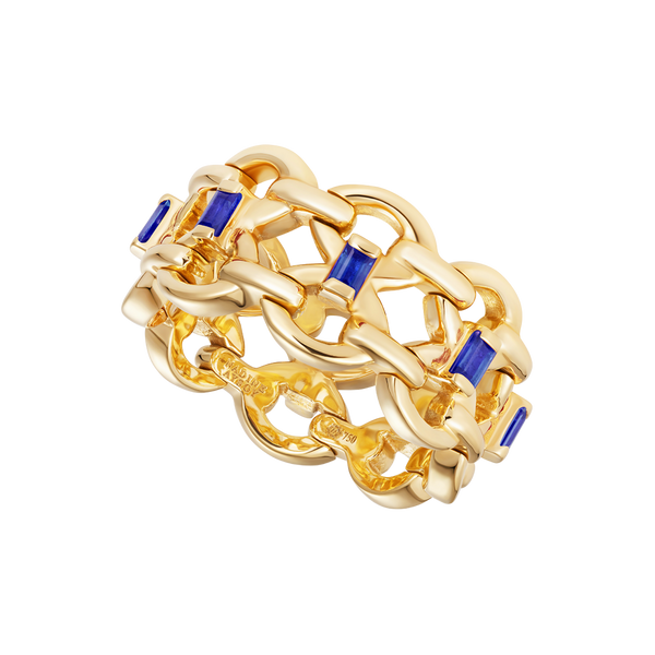nadine aysoy Catena Double Blue Sapphire Baguette Ring