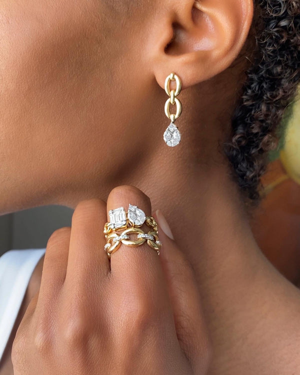 Nadine Aysoy Catena Double Pear Illusion Diamond Earrings