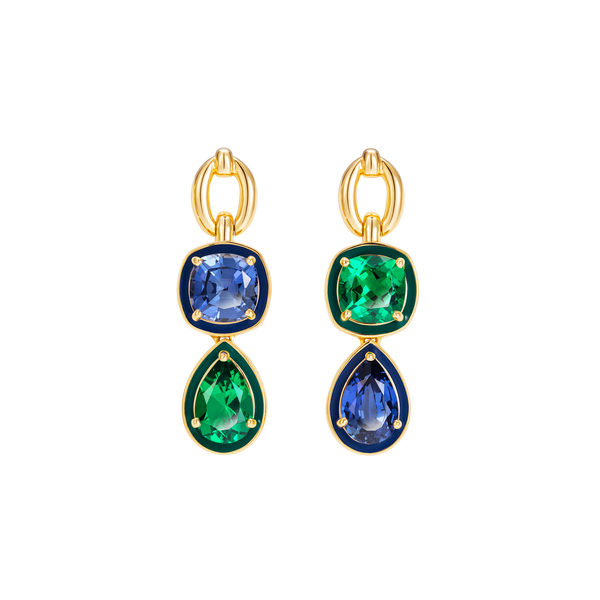 nadine aysoy Catena Double Stone and Enamel Earrings